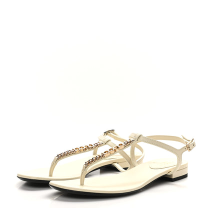 Gucci Patent Signoria Thong Sandals 39 Ivory 4 of 8