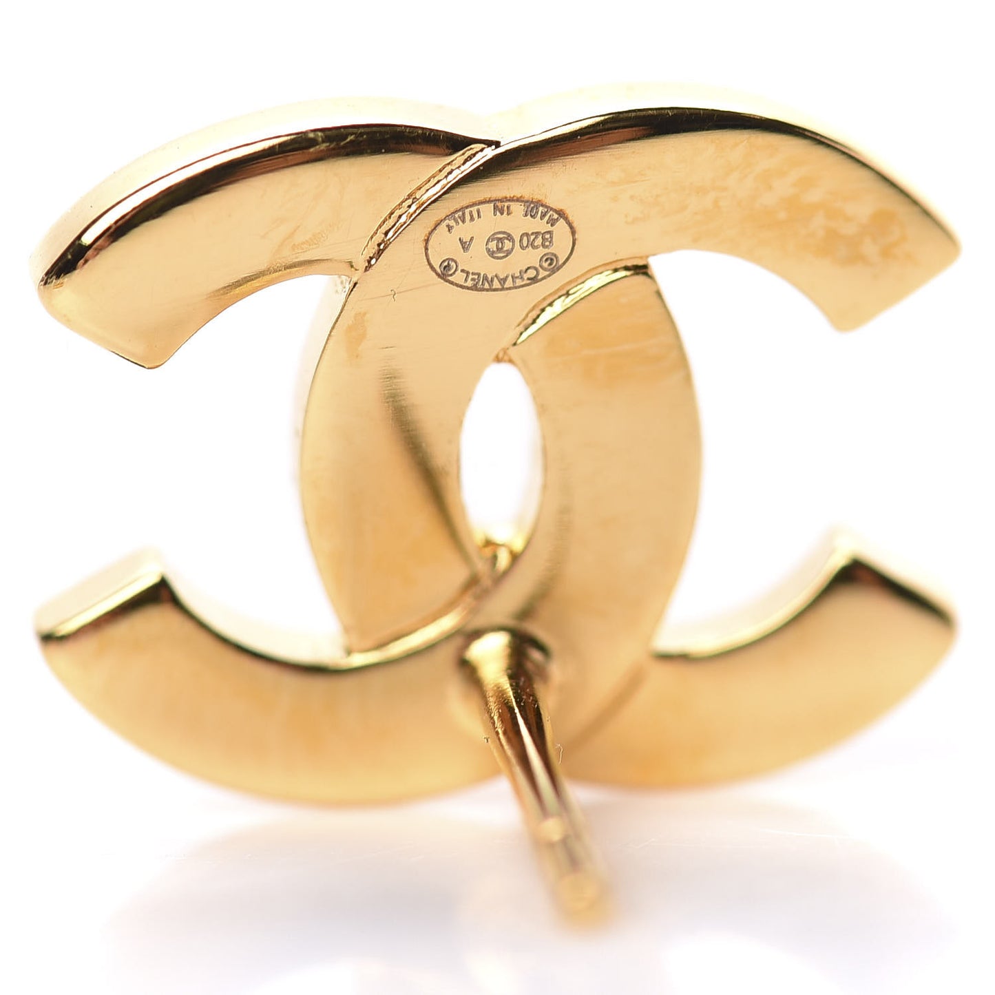 Metal CC Paris Button Stud Earrings Gold