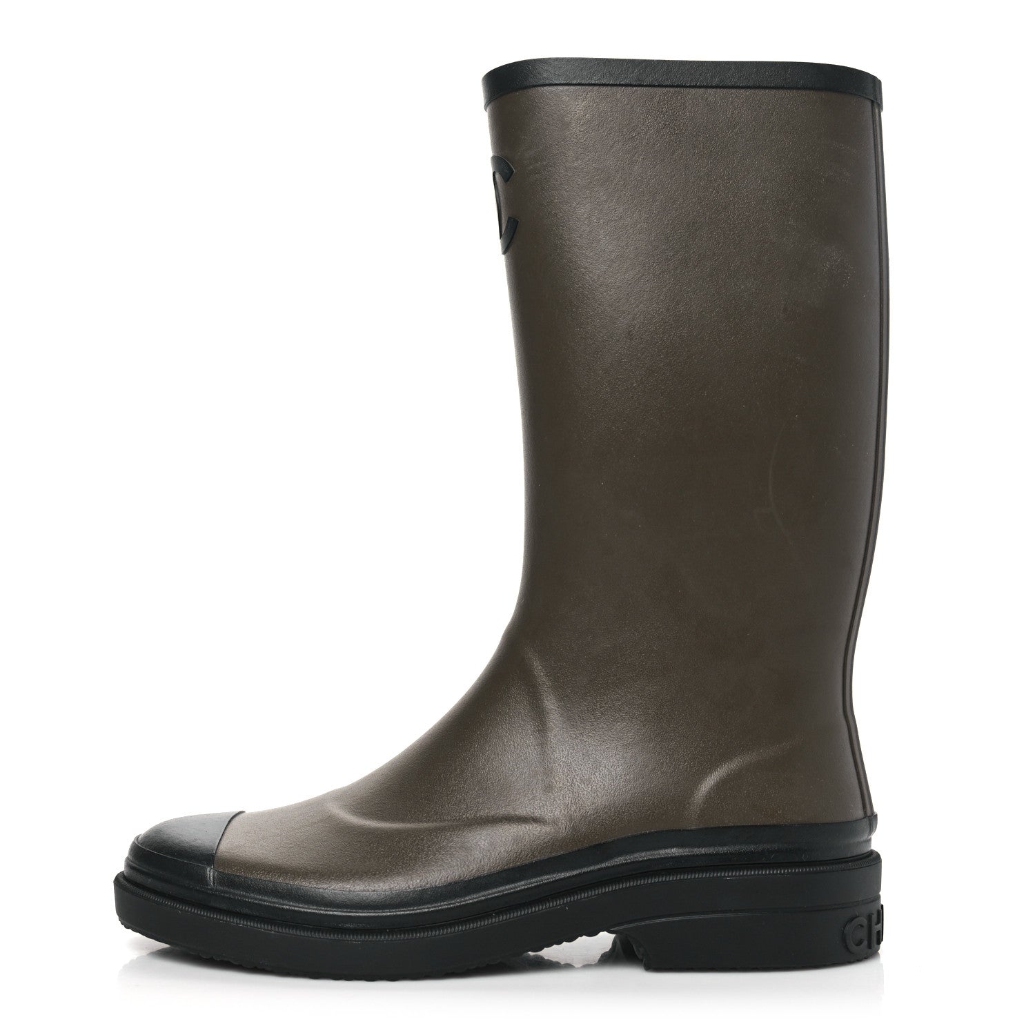 Chanel Caoutchouk CC High Boots 41 Khaki Black 1 of 8