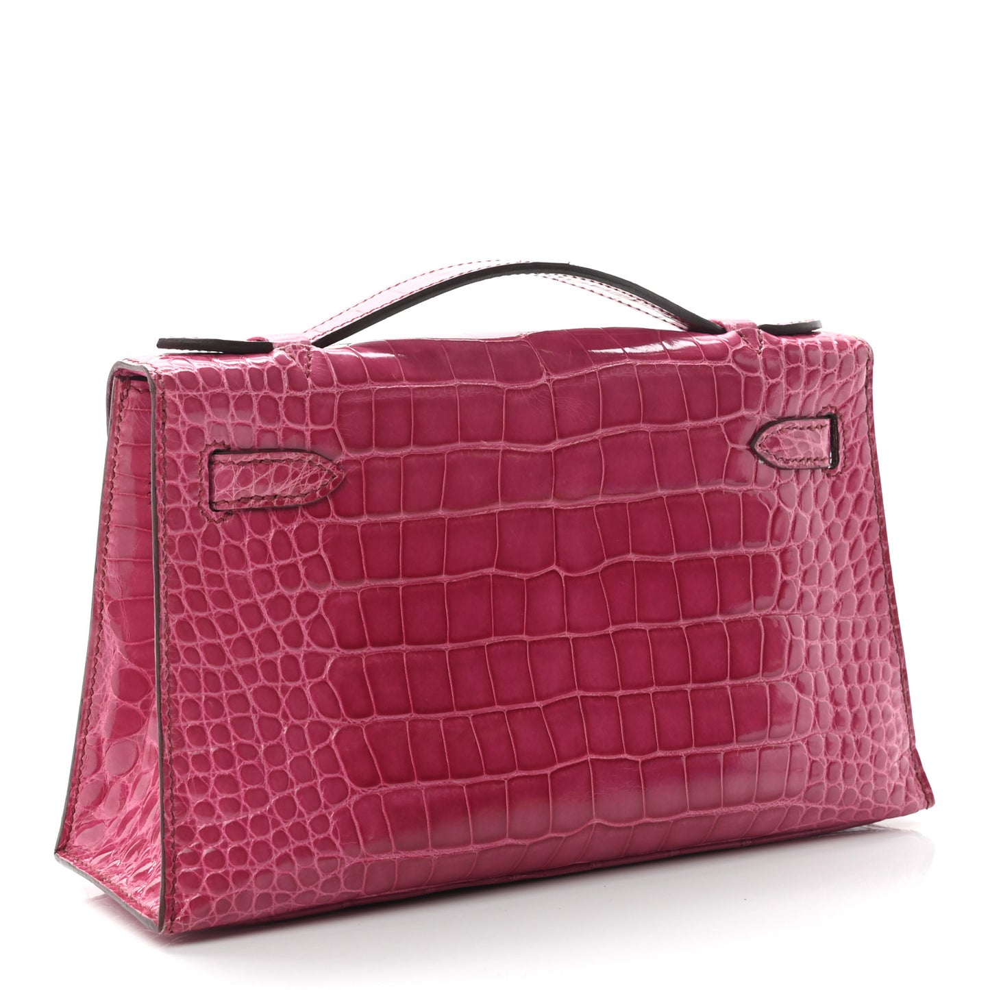 Shiny Alligator Kelly Pochette Fuchsia