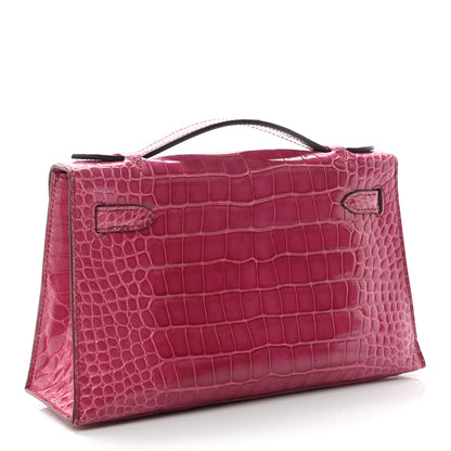 Hermes Shiny Alligator Kelly Pochette Fuchsia 3 of 12