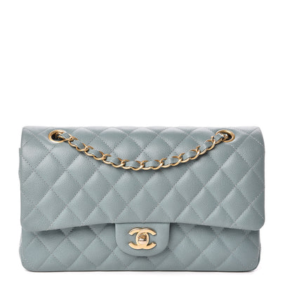 Chanel Iridescent Caviar Quilted Medium Double Flap Light Blue 1 of 10