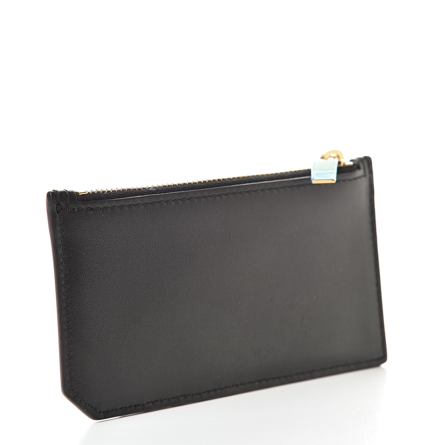 Calfskin 5 Fragments Zip Pouch Card Holder Black