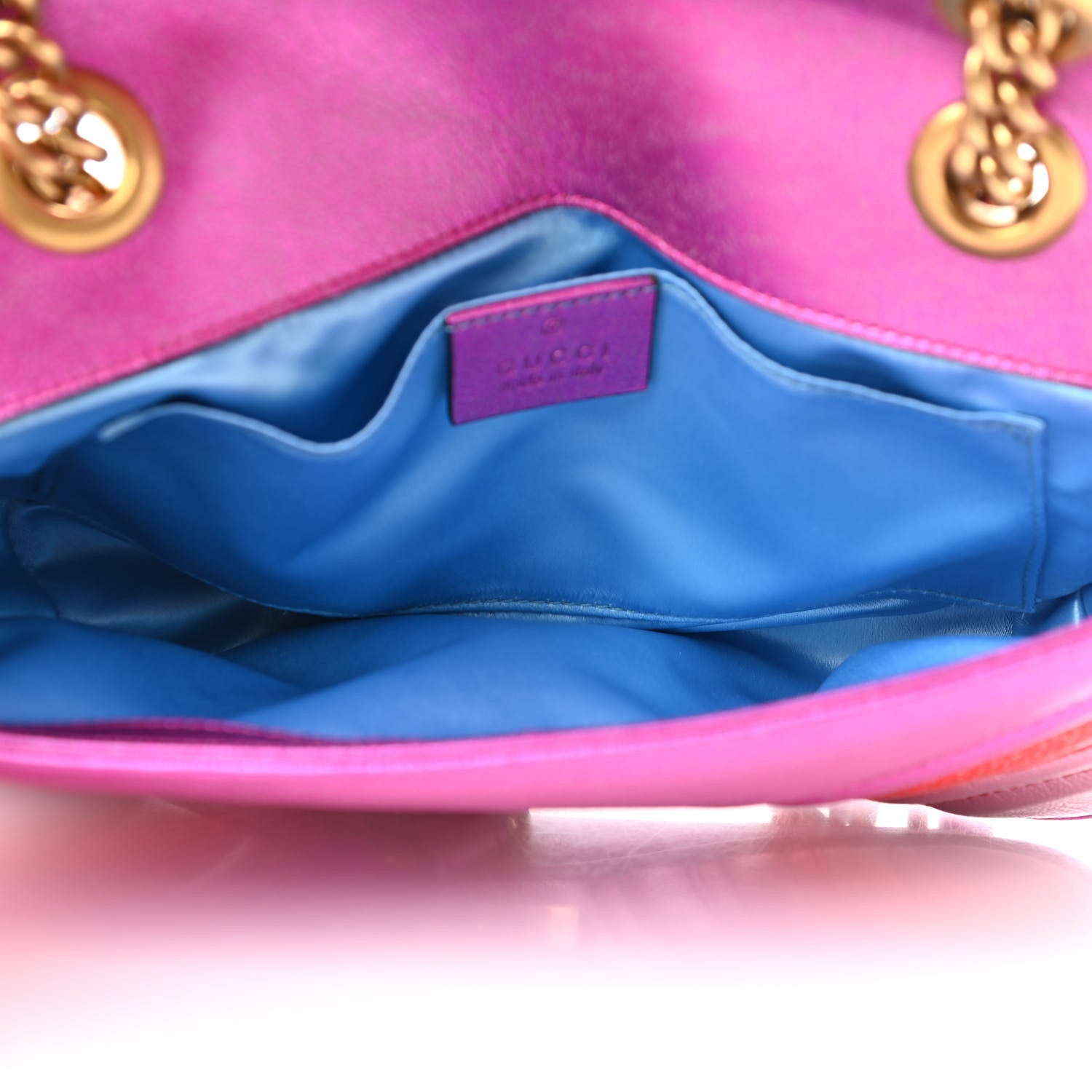 Gucci Metallic Calfskin Matelasse Mini GG Marmont Shoulder Bag Fuchsia 5 of 12