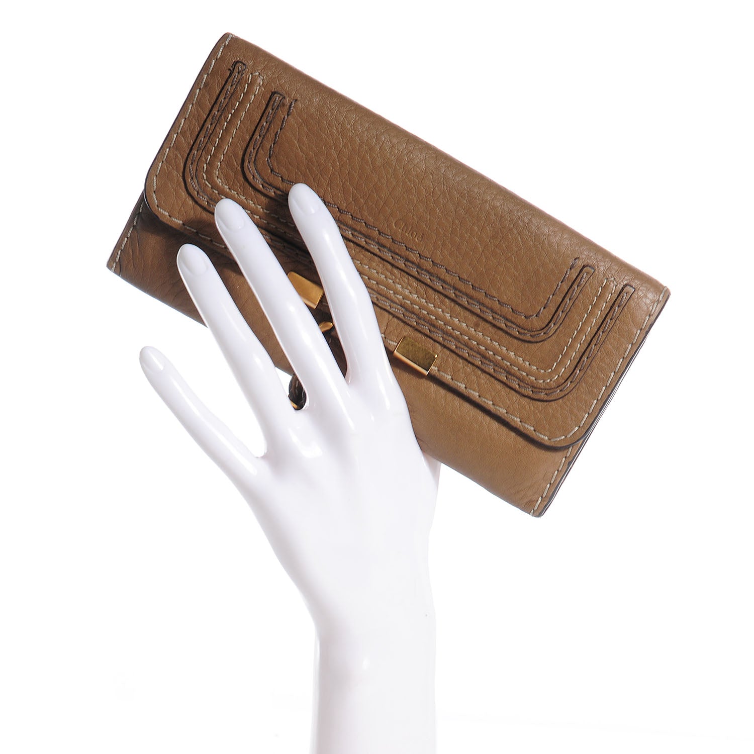 Chloe Calfskin Marcie Continental Flap Wallet Nut 2 of 8