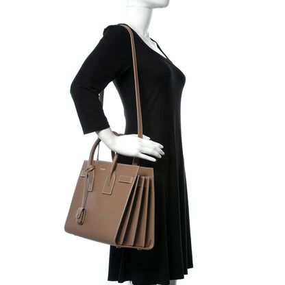 Saint Laurent Grained Calfskin Small Sac De Jour Taupe 2 of 9