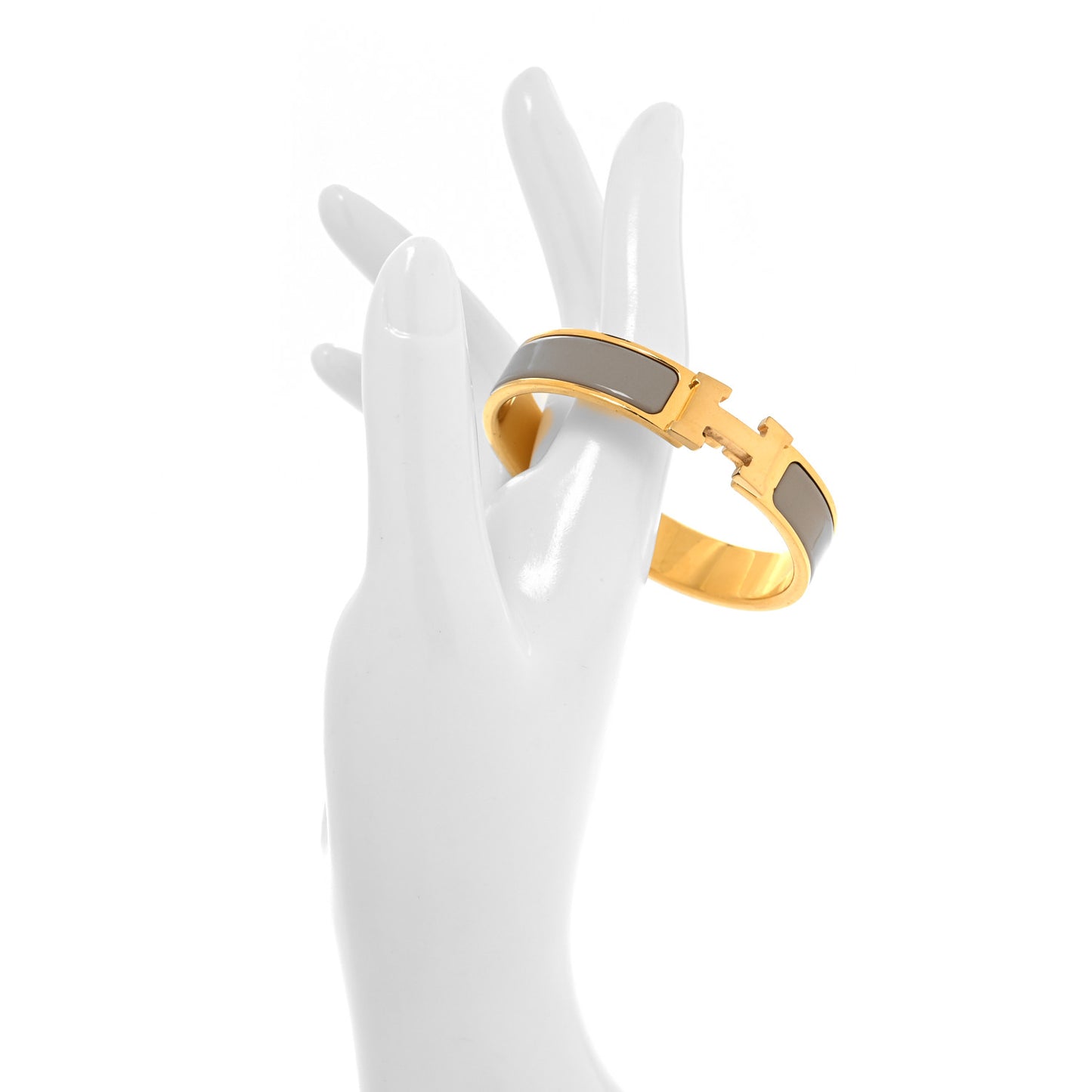 Enamel Narrow Clic Clac H Bracelet PM Marron Glace