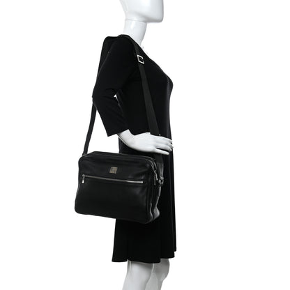 MCM Grained Calfskin Medium Shoulder Bag Black 2 of 14