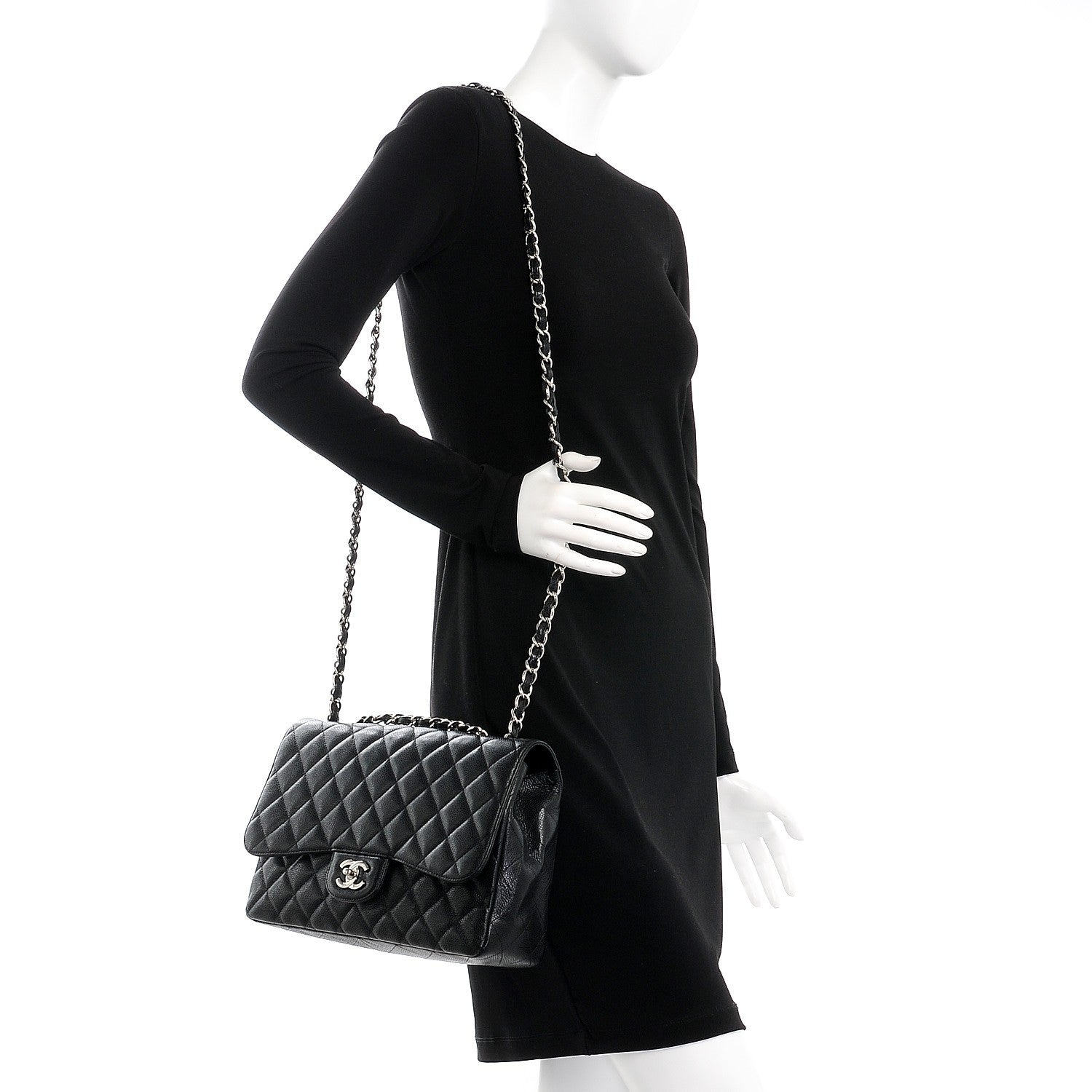 Chanel Caviar Quilted Jumbo Single Flap Black 2 of 9