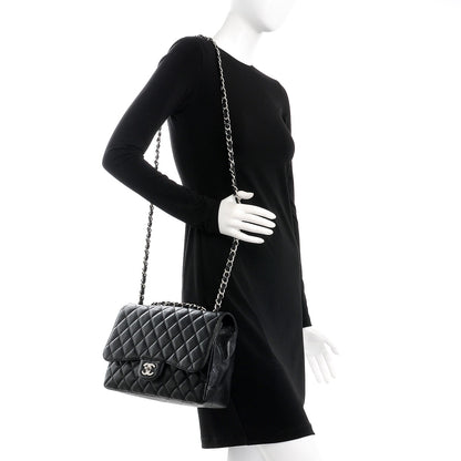 Chanel Caviar Quilted Jumbo Single Flap Black 2 of 9