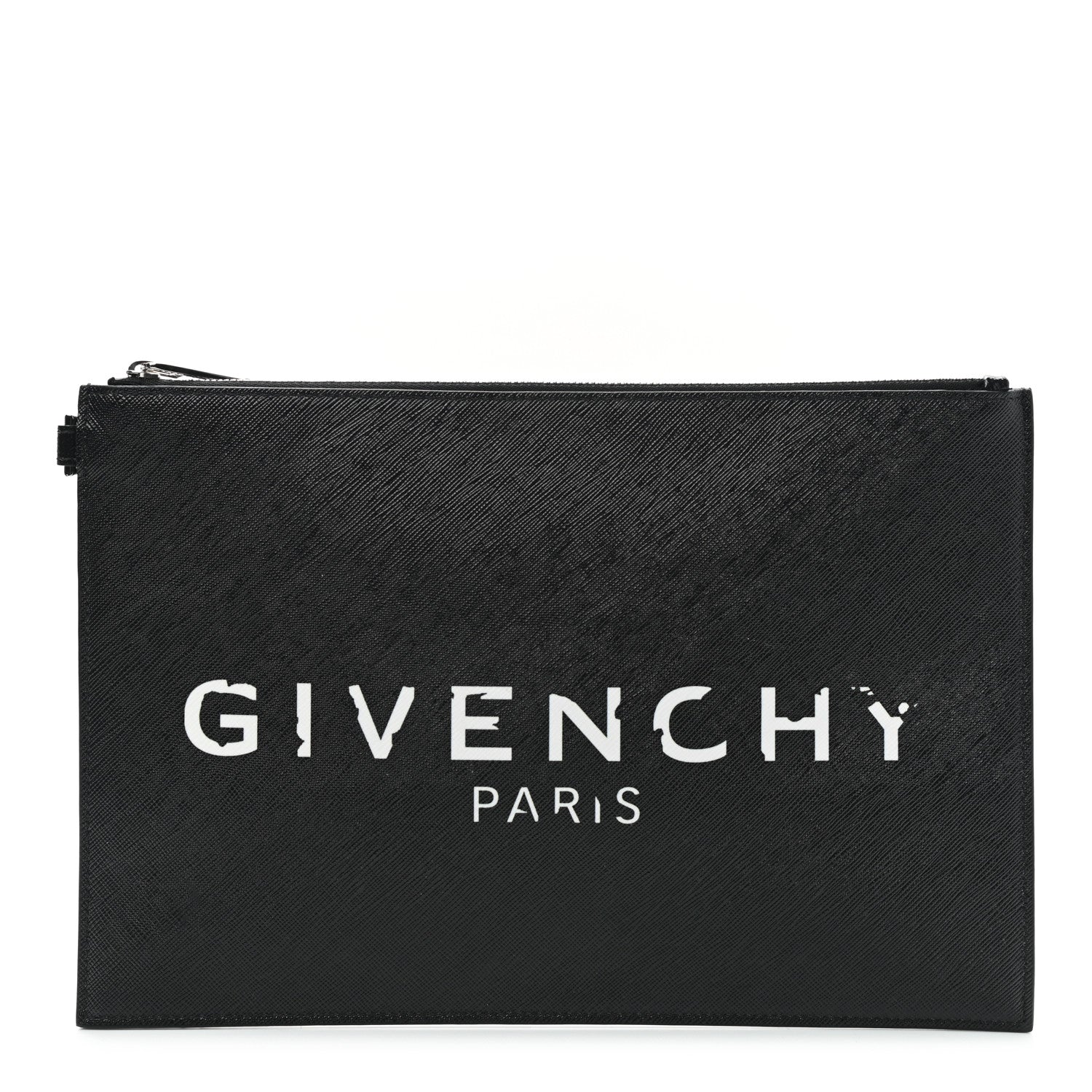 Givenchy Textured Coated Canvas Iconic Prints Flat Medium Clutch Bag Black 1 of 7