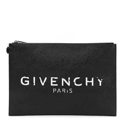 Givenchy Textured Coated Canvas Iconic Prints Flat Medium Clutch Bag Black 1 of 7