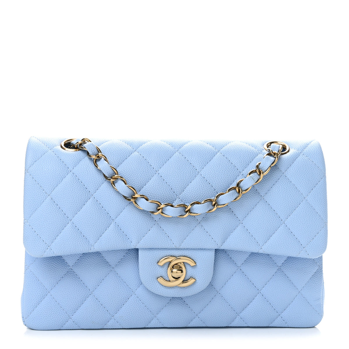 Chanel Caviar Quilted Small Double Flap Light Blue 1 of 13