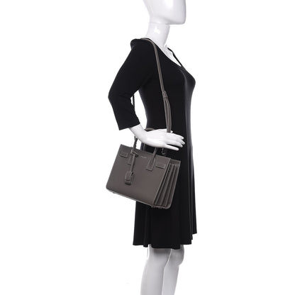 Saint Laurent Grained Calfskin Topstich Baby Sac De Jour Fog 2 of 13