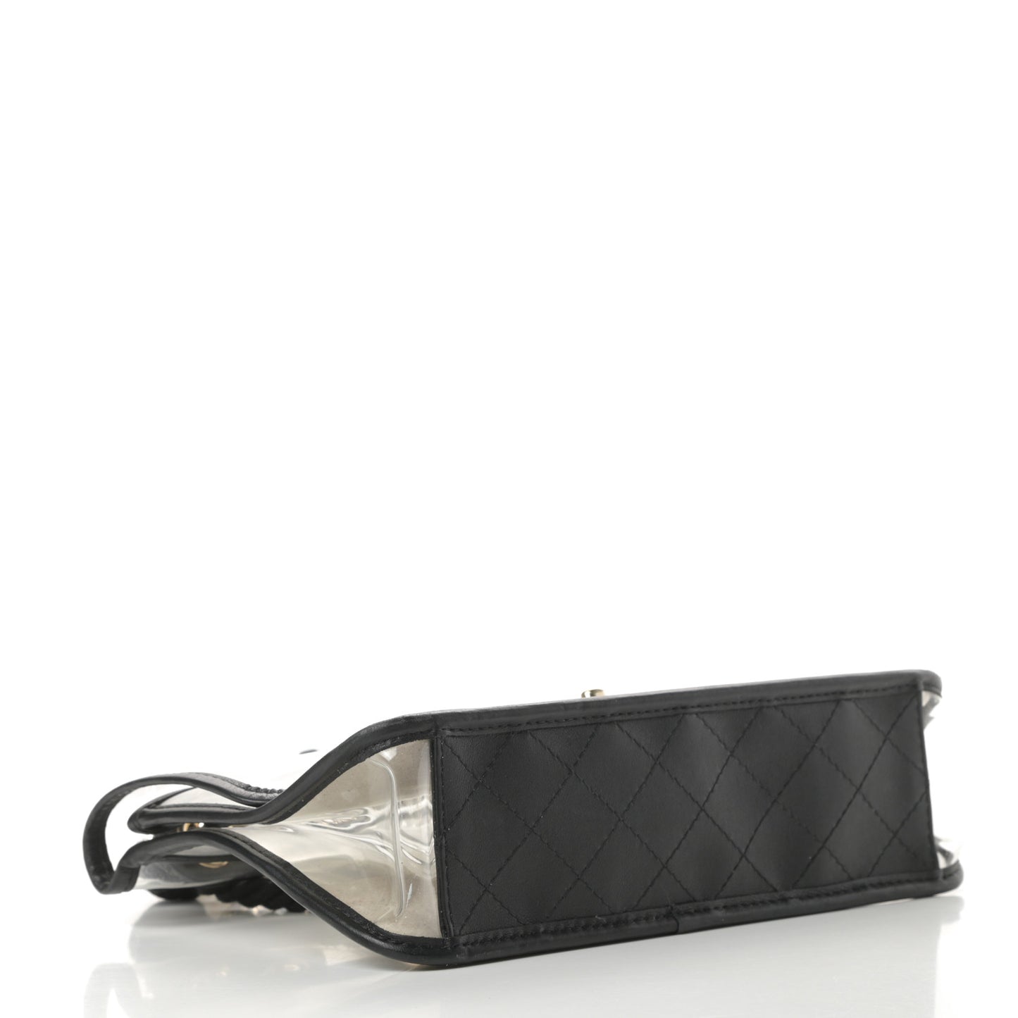 Lambskin PVC Sand By The Sea Flap With Pearl Strap Black