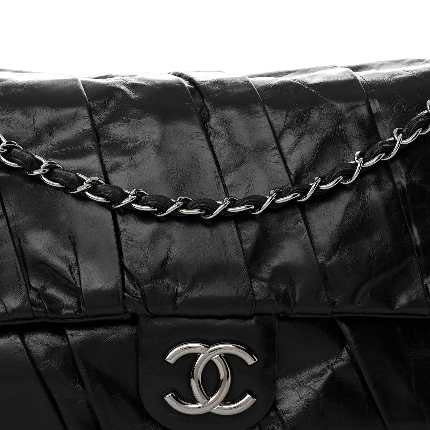 Chanel Glazed Calfskin Twisted Maxi Flap Black 8 of 10
