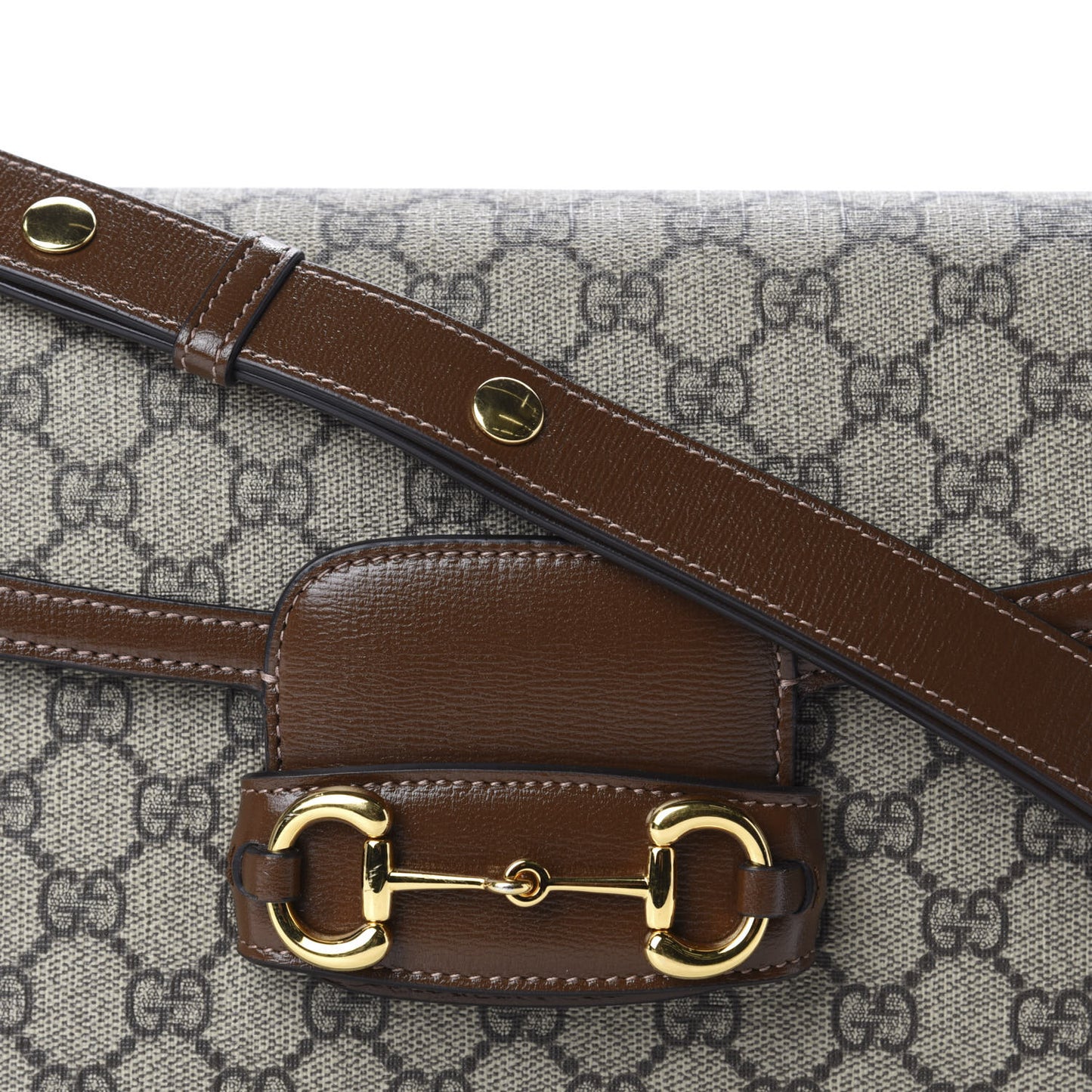 GG Supreme Monogram Horsebit 1955 Shoulder Bag Beige Brown Sugar