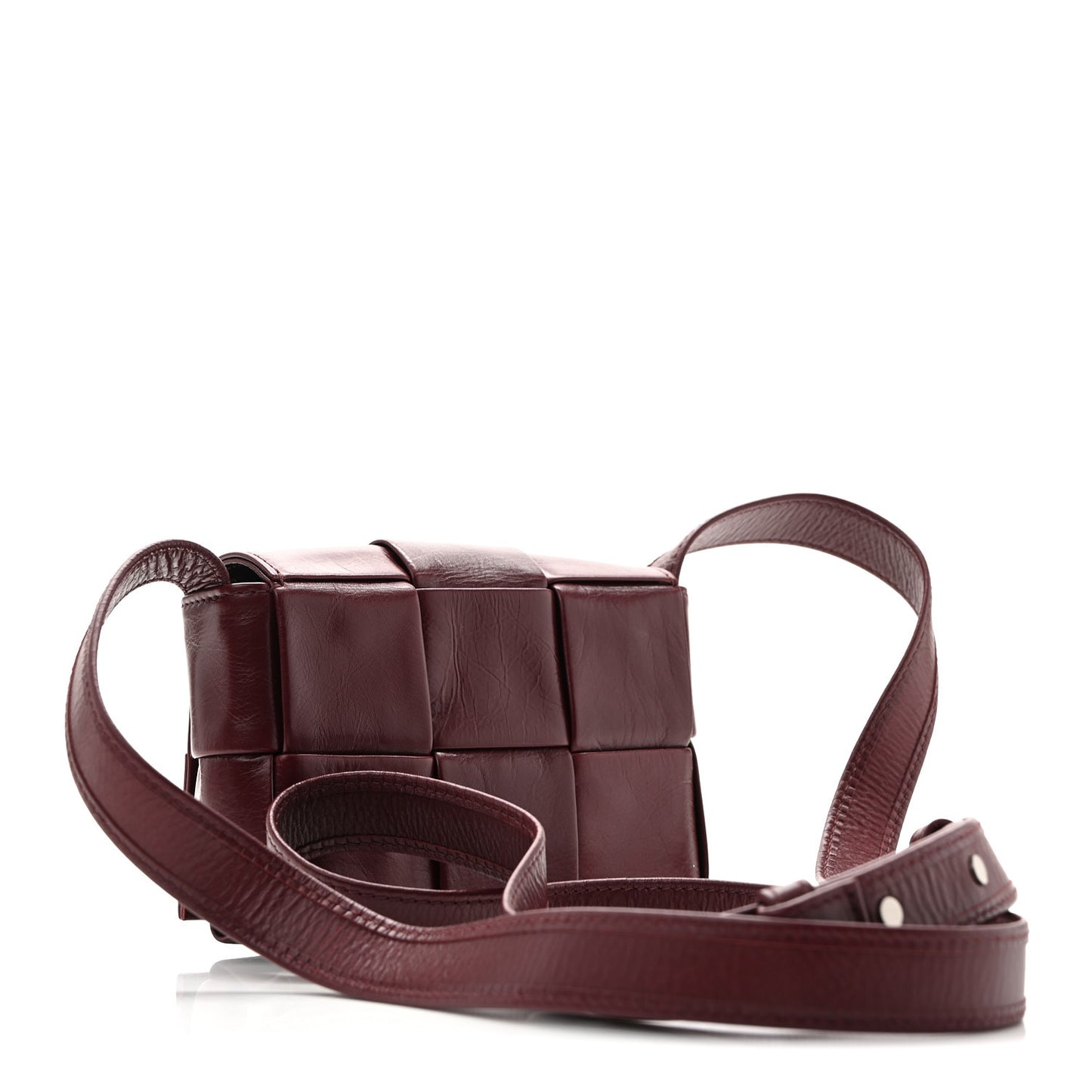 Paper Calfskin Maxi Intreccio Extra Mini Cassette Crossbody Bag Burgundy