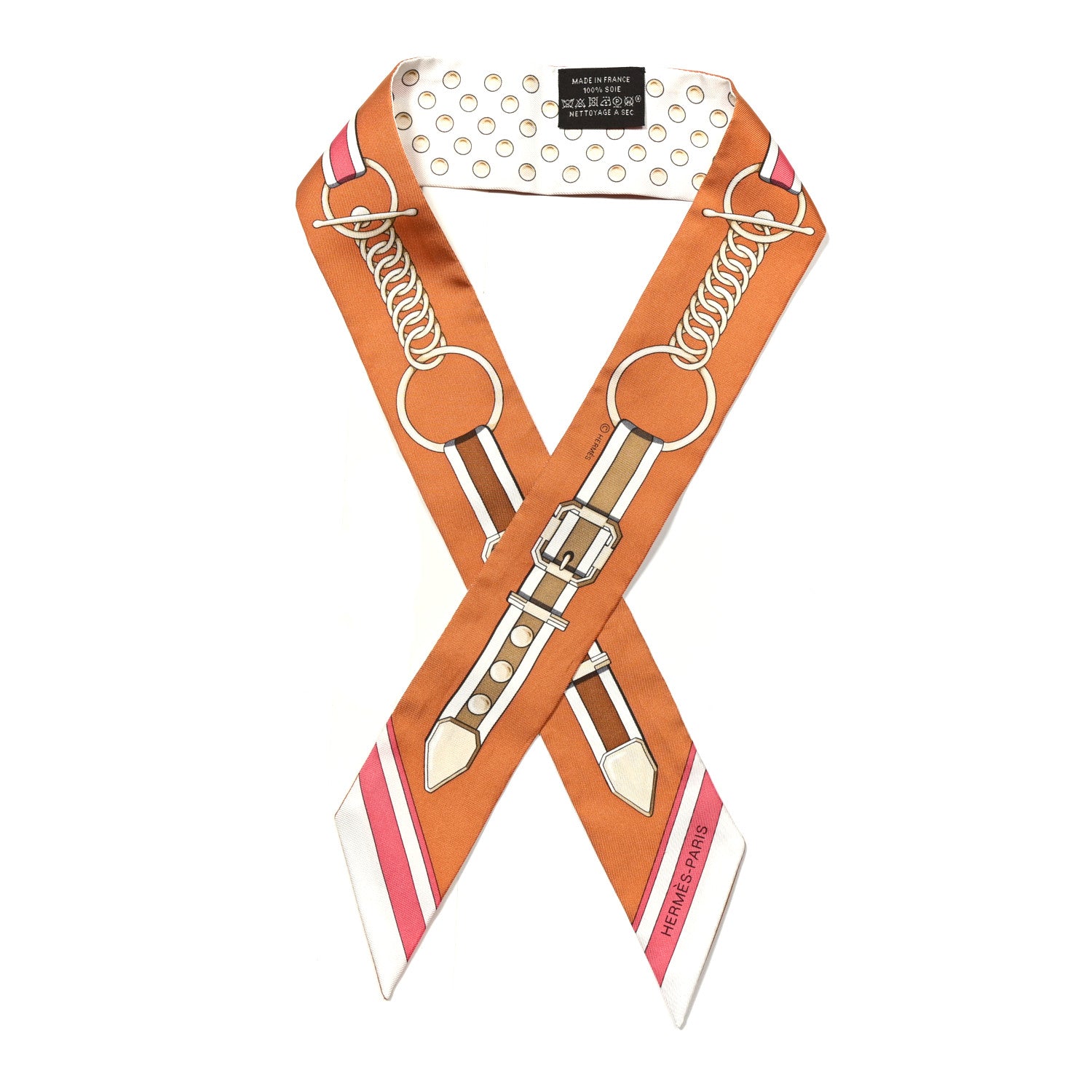 Hermes Silk Grand Tralala Twilly Creme Roux Corail 1 of 4