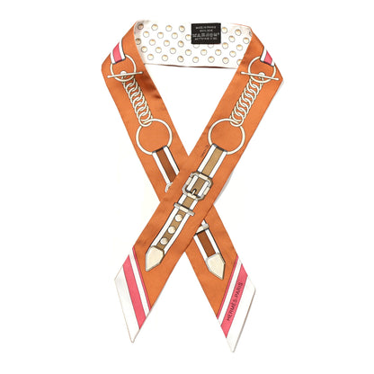 Hermes Silk Grand Tralala Twilly Creme Roux Corail 1 of 4