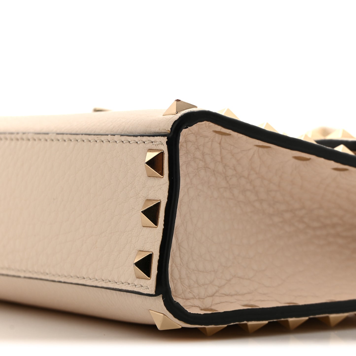Pebbled Calfskin Medium Rockstud Flip Lock Crossbody Bag  Light Ivory