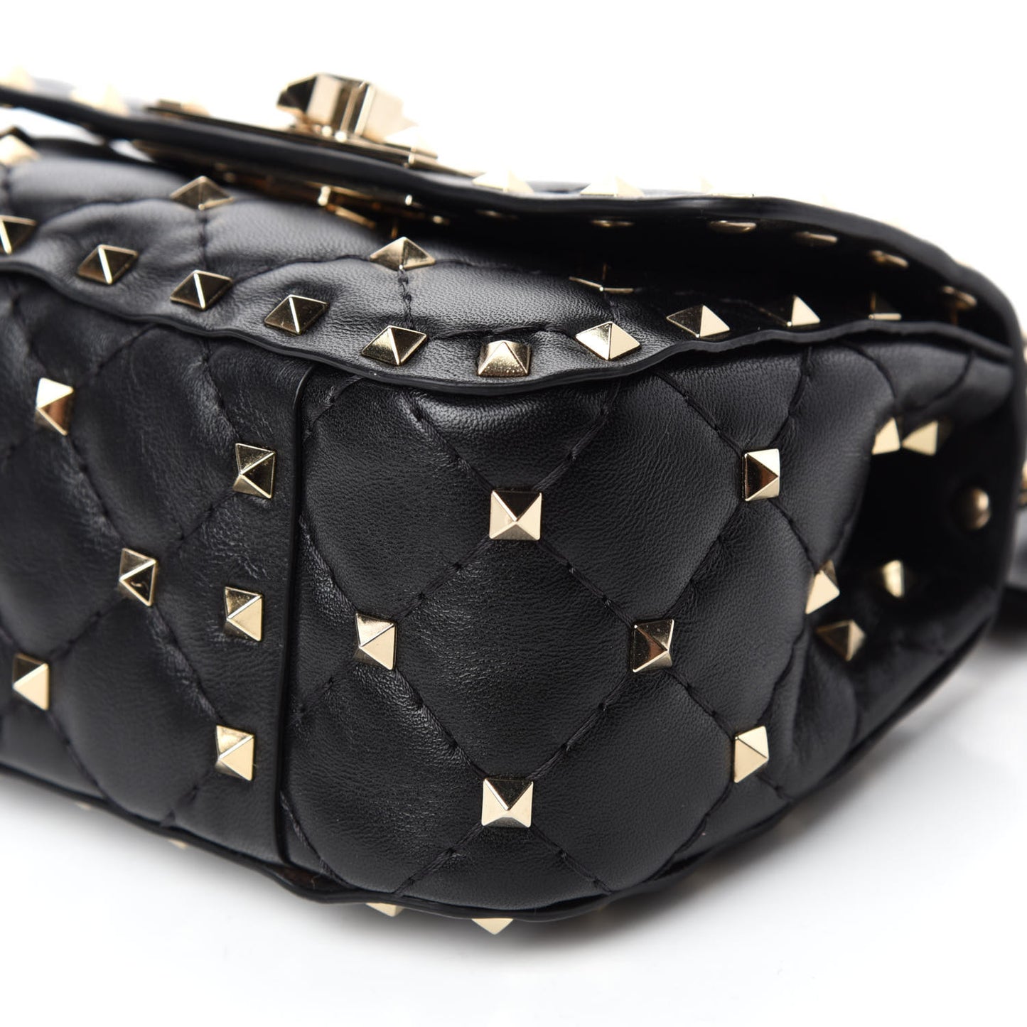 Nappa Micro Rockstud Spike Shoulder Bag Black