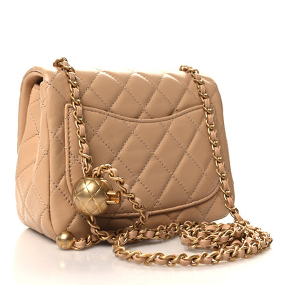 Chanel Lambskin Quilted Mini Pearl Crush Flap Beige 3 of 11