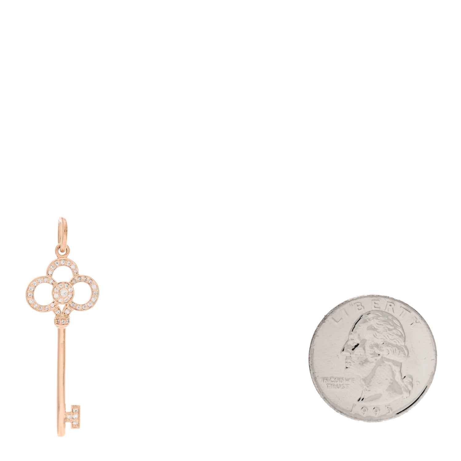 Tiffany 18K Rose Gold Diamond Crown Key Pendant 2 of 3