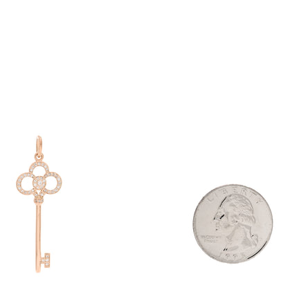 Tiffany 18K Rose Gold Diamond Crown Key Pendant 2 of 3