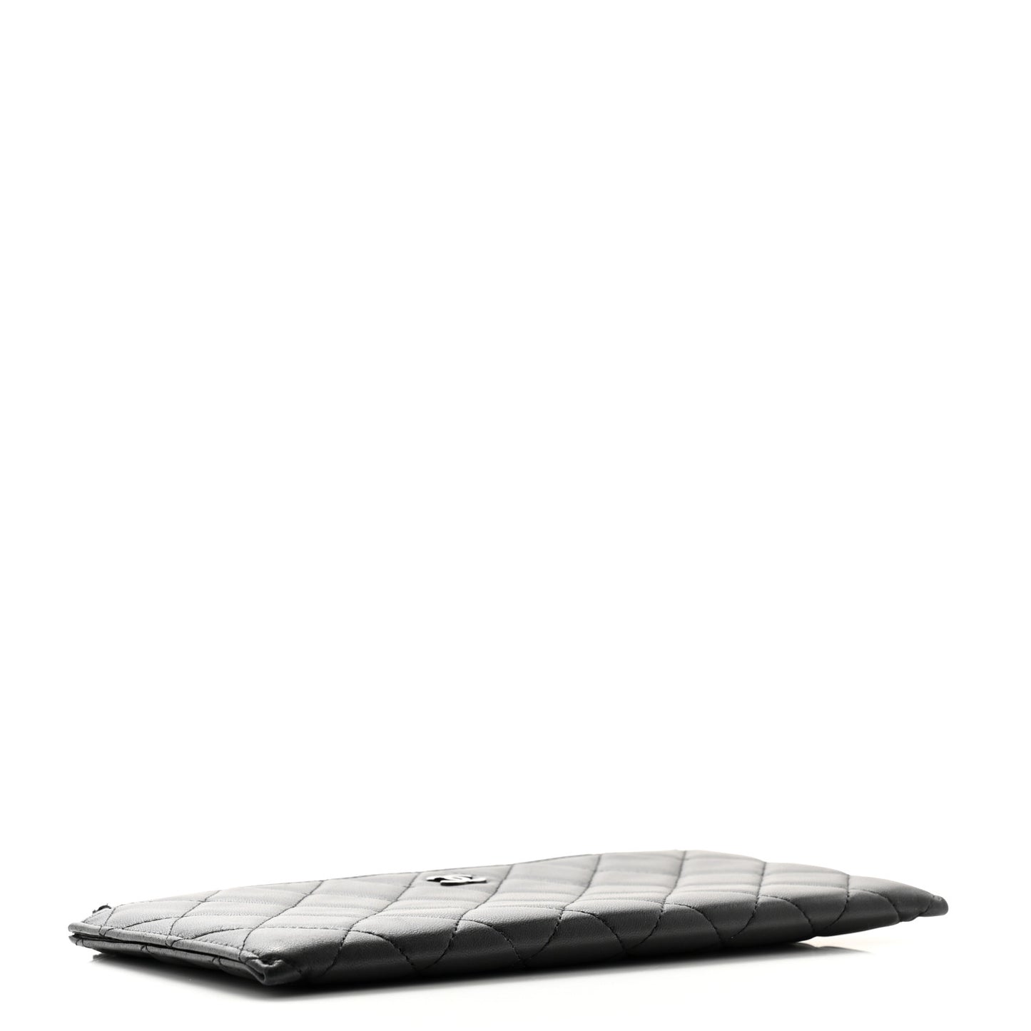 Lambskin Quilted Zip Pouch Black