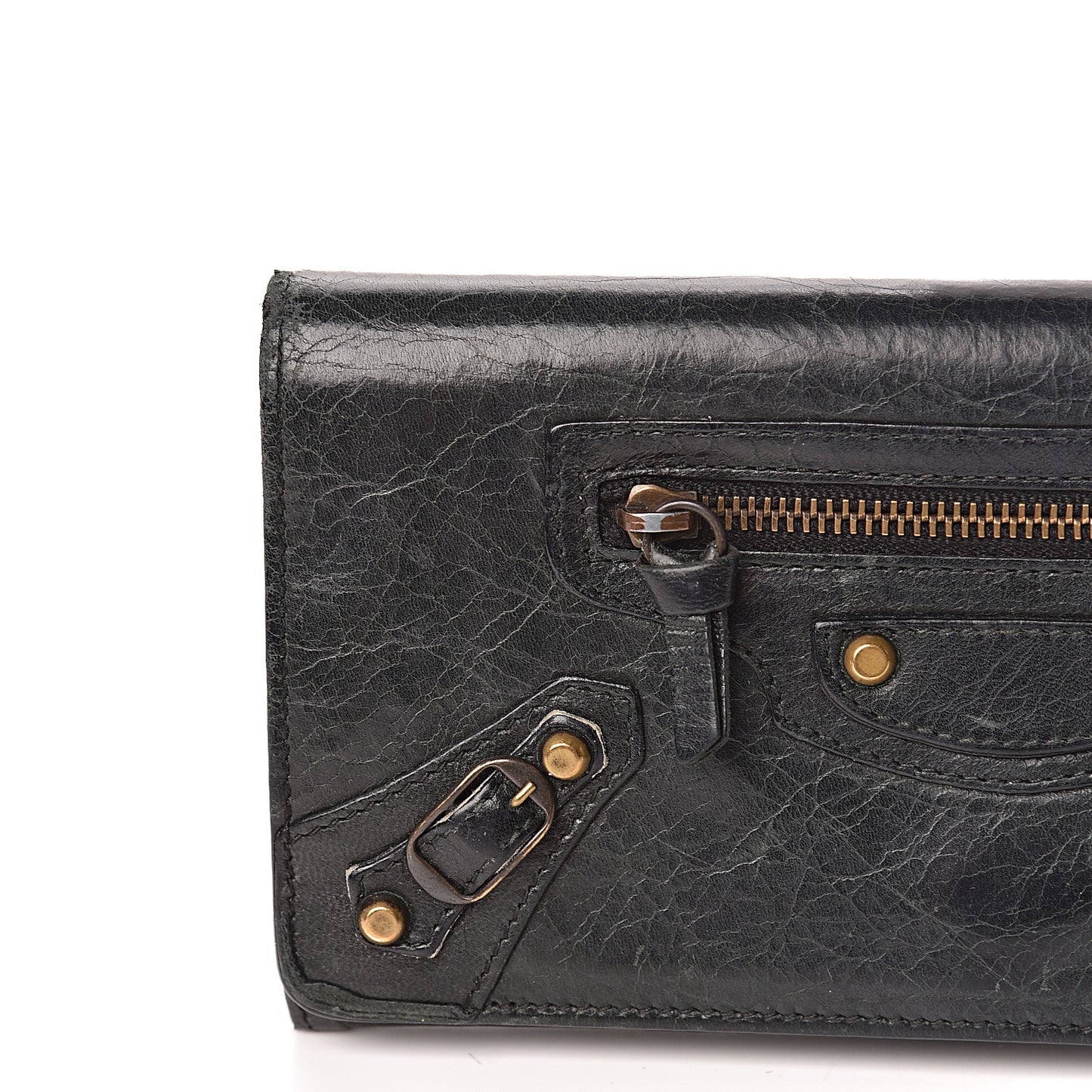 Agneau Classic Gold Hardware Money Wallet Black