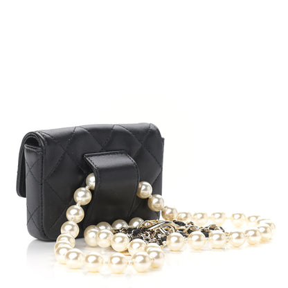 Chanel Lambskin Quilted Pearl Chain Belt Bag Black 3 of 13