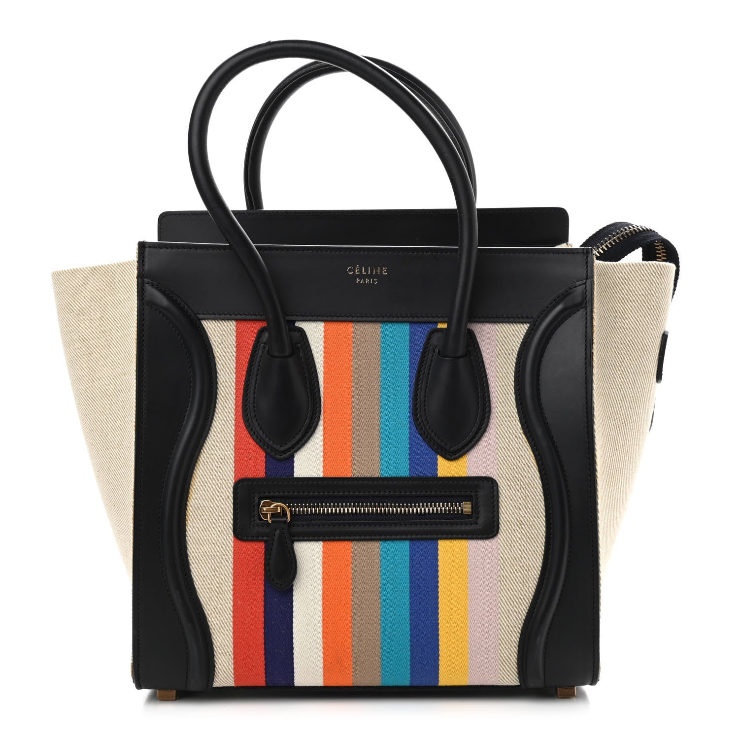 Celine Smooth Calfskin Striped Canvas Micro Luggage 1 of 14