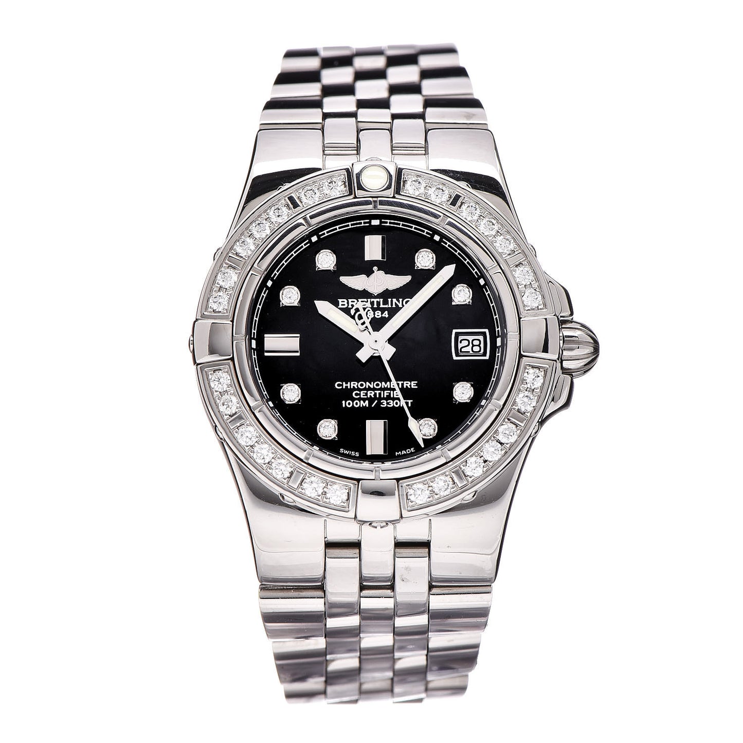 Stainless Steel Diamond 30mm Starliner Quartz Watch Black A71340