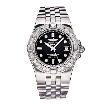 Breitling Stainless Steel Diamond 30mm Starliner Quartz Watch Black A71340 1 of 9