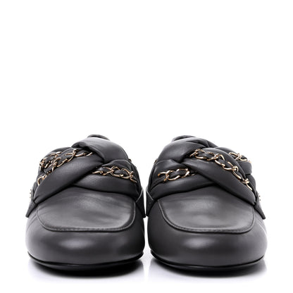 Chanel Lambskin CC Braided Chain Loafers 35.5 Grey 2 of 13