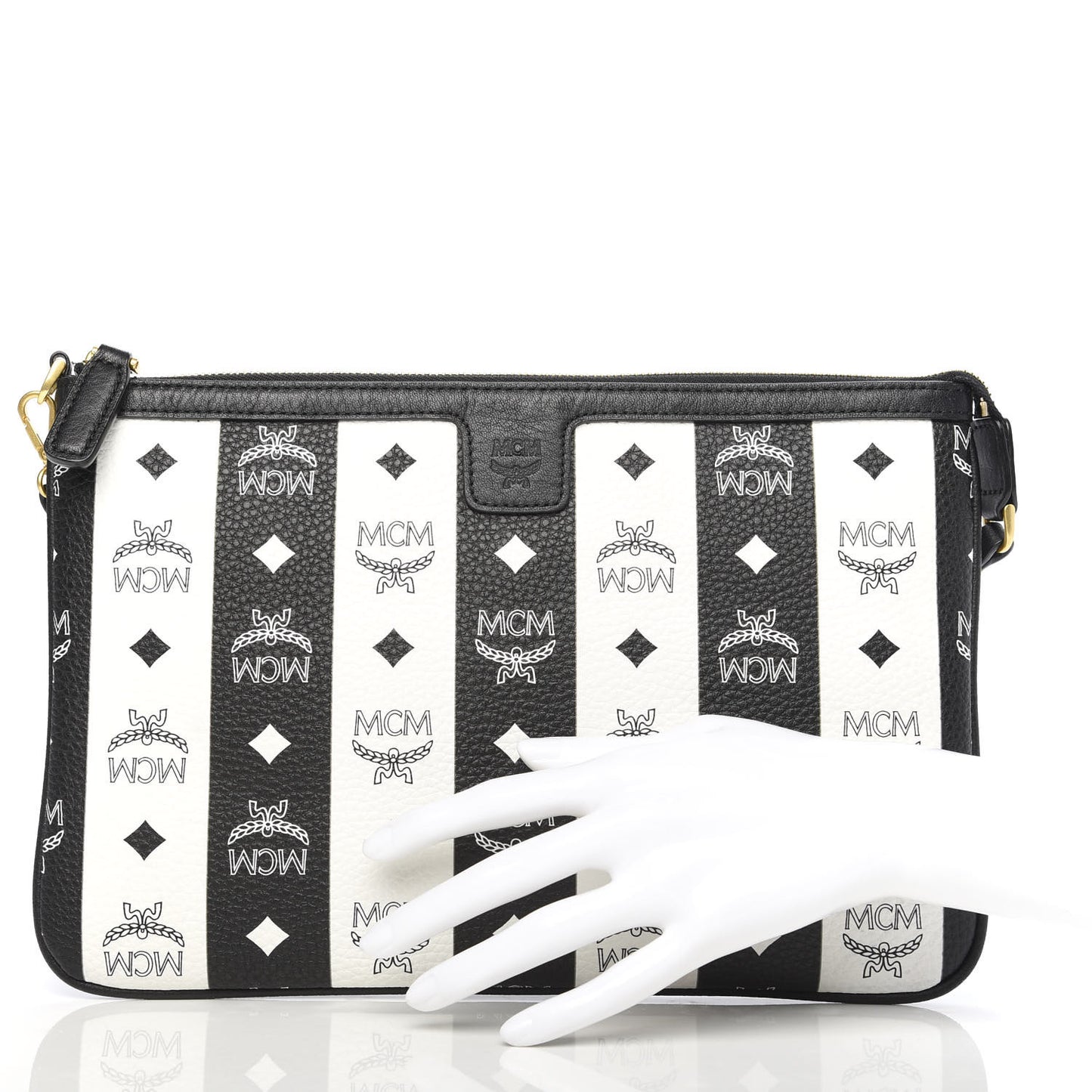 Visetos Striped Liz Shopper Tote Pouch Black White