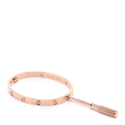 Cartier 18K Pink Gold 4 Diamond LOVE Bracelet 17 4 of 7