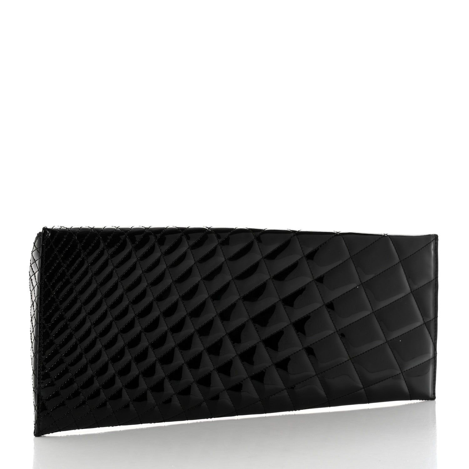 Chanel Patent Geometric Quilted Large Kaleidoscope Clutch Black 2 of 9