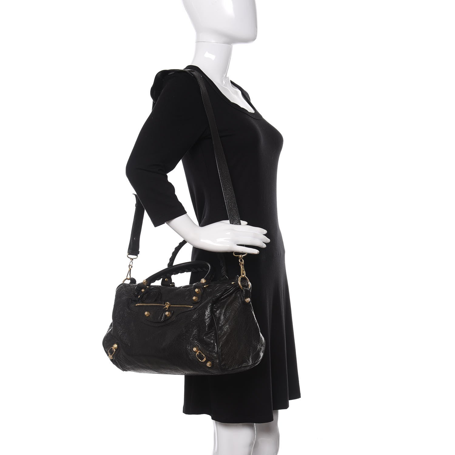 Balenciaga Agneau Giant 12 Gold Hardware Boston Black 2 of 12