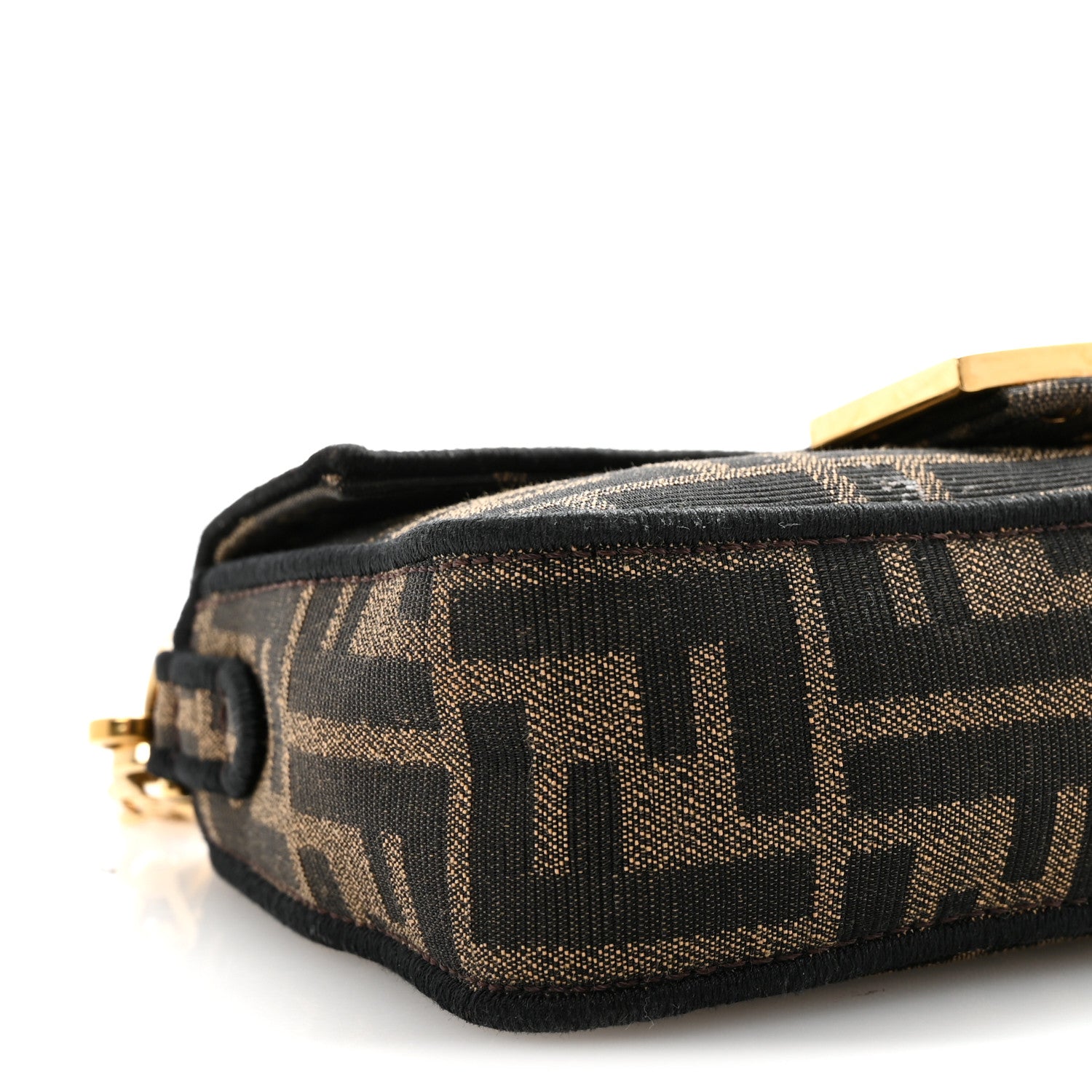 Fendi Fabric Jacquard FF 1974 Mini Baguette Tobacco Moro Black 8 of 9