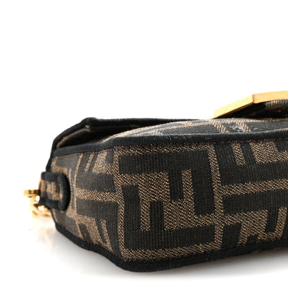 Fendi Fabric Jacquard FF 1974 Mini Baguette Tobacco Moro Black 8 of 9