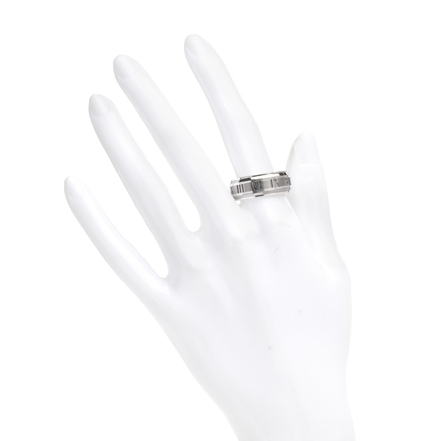 Tiffany Sterling Silver Titanium Atlas Band Ring 58 8.25 2 of 5