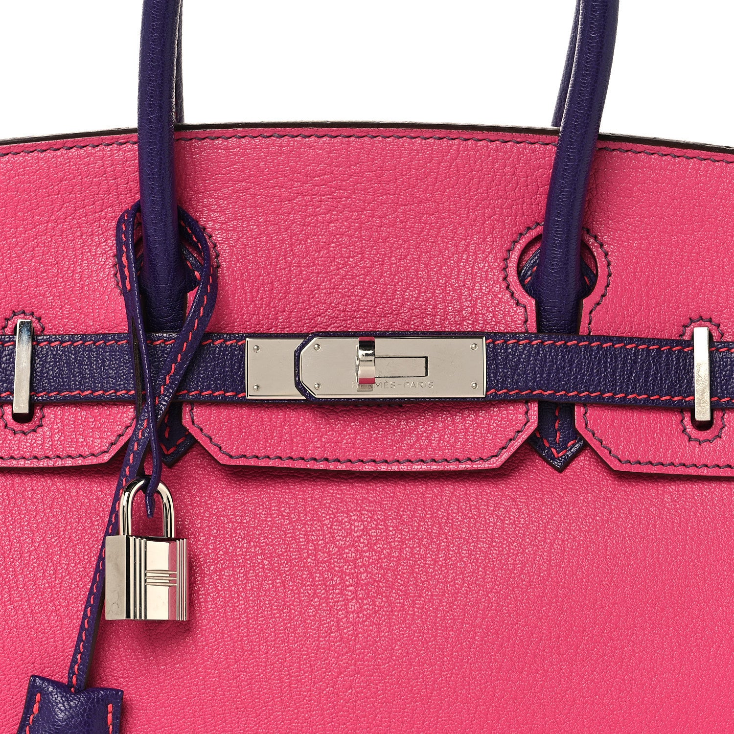 Hermes Chevre Mysore Horseshoe Birkin 30 Rose Shocking Iris 8 of 17