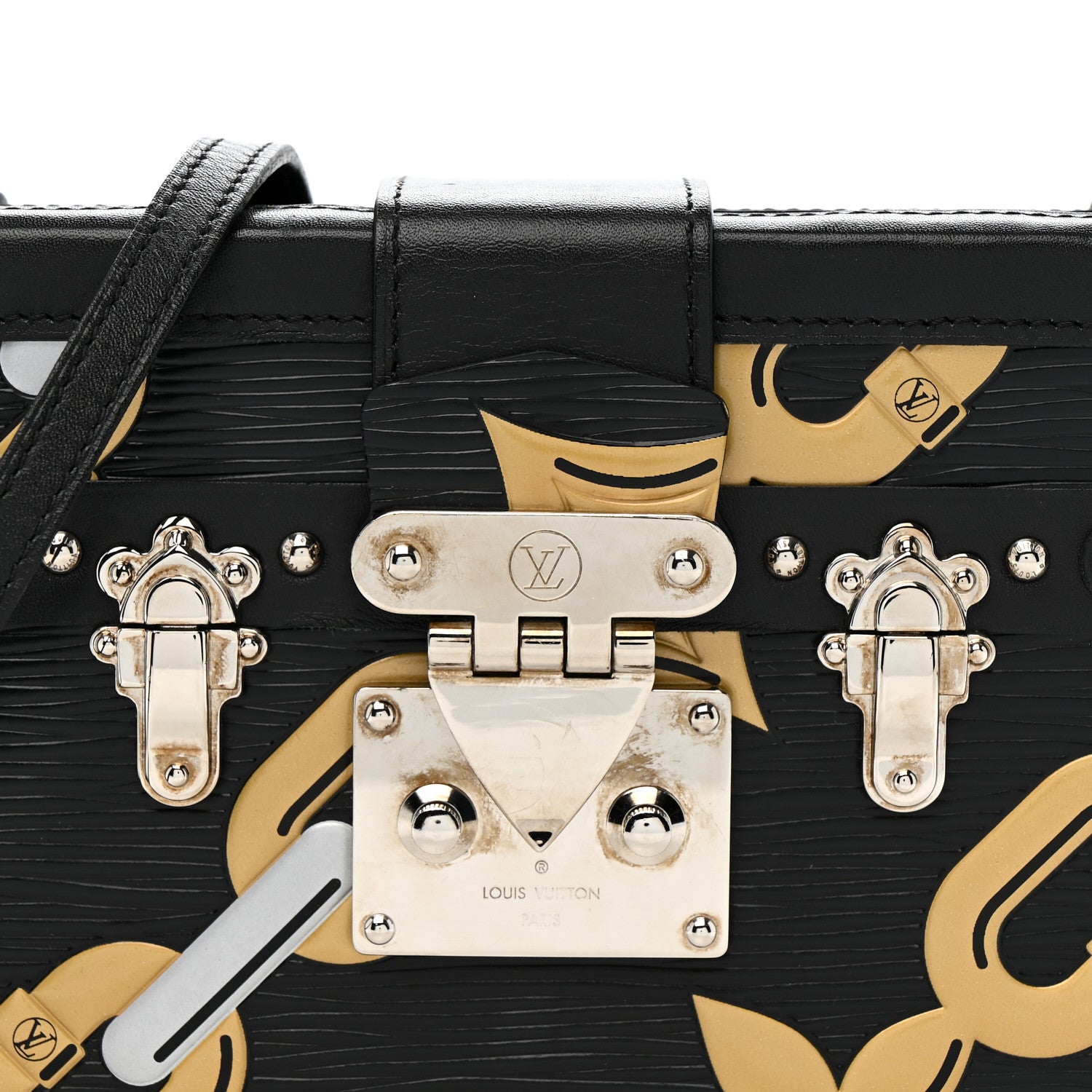 Louis Vuitton Epi Chain Flower Petite Malle Black 8 of 13