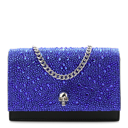 Alexander McQueen Calfskin Crystal Skull Mini Crossbody Bag Electric Blue 1 of 9