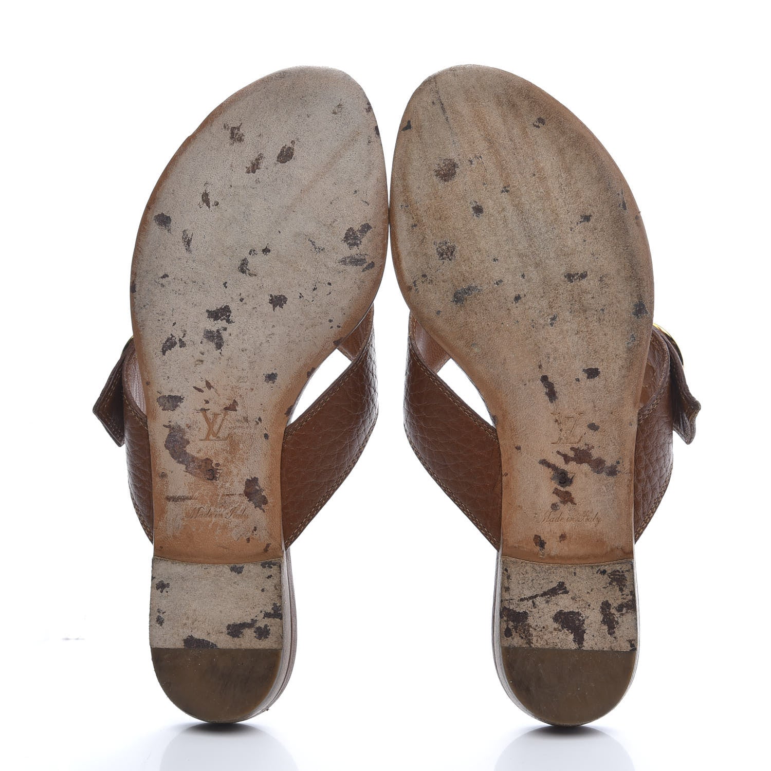 Louis Vuitton Calfskin Thong Sandal 37 Brown Gold 5 of 10
