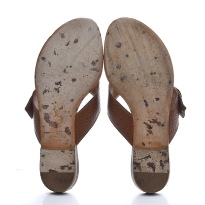 Louis Vuitton Calfskin Thong Sandal 37 Brown Gold 5 of 10