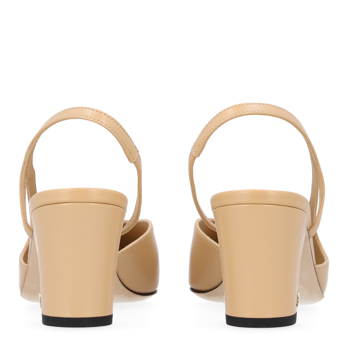 Goatskin Grosgrain Cap Toe CC Slingback Pumps 40 Beige Black