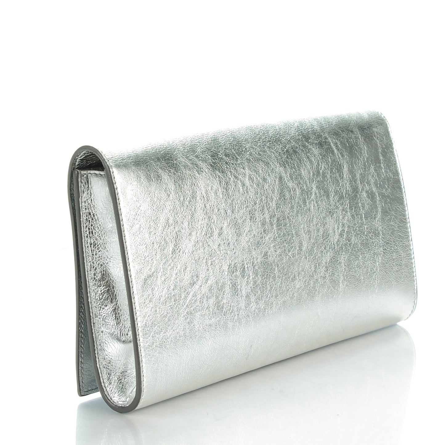 Metallic Calfskin Monogram Large Belle De Jour Clutch Silver